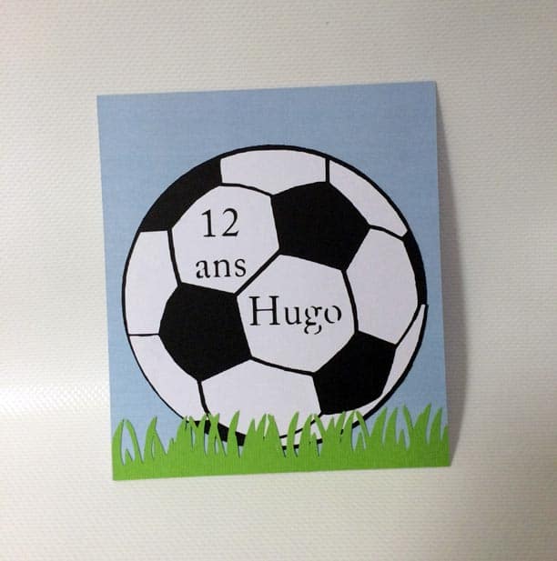 carte anniversaire abllon de foot footballer silhouette cameo portrait