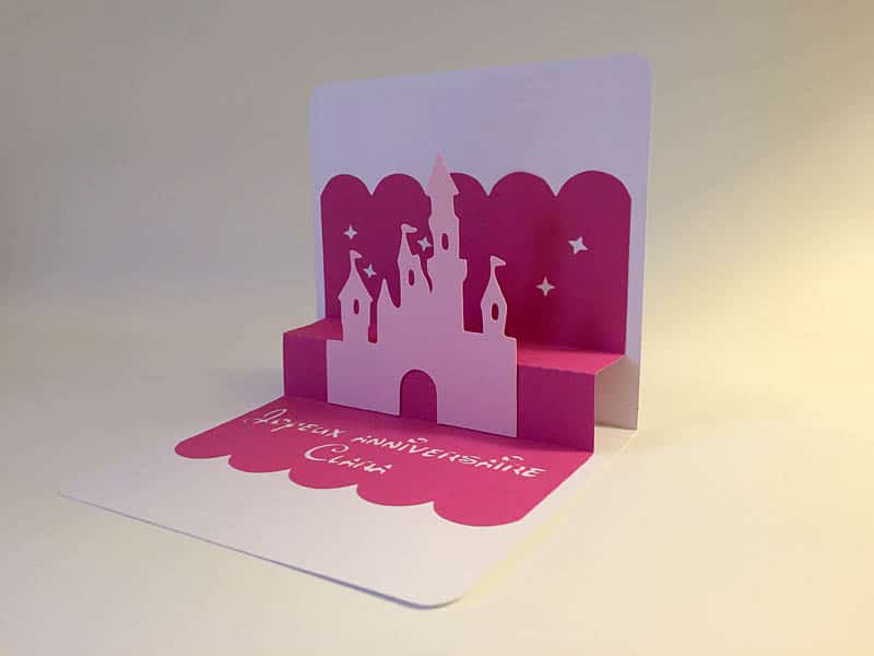 carte pop-up popup silhouette caméo portrait curio studio chateau princesse disney reine des neiges anna elsa