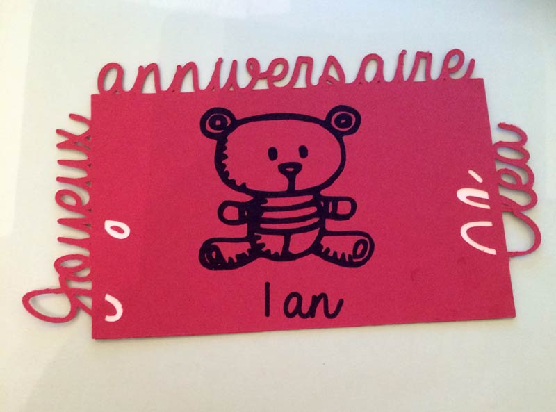carte anniversaire nounours ourson ours cléa silhouette caméo portrait studio découpes scrapbooking