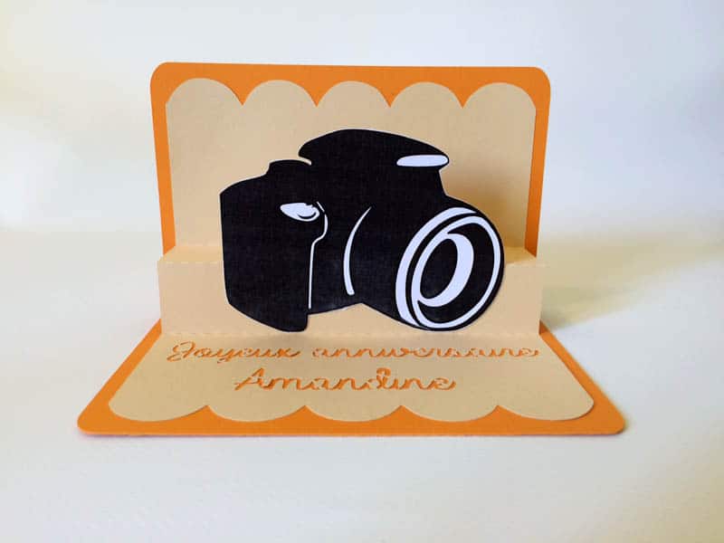 carte pop-up appareil photo camera popup card silhouette caméo portrait curio studio designer
