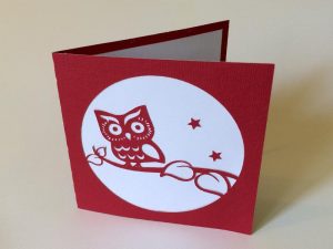 carte fête des mères chouette hibou silhouette caméo portrait curio studio owl card