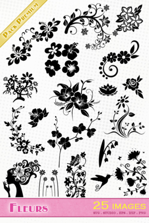 Fleurs – 25 images svg/studio/png/dxf/eps