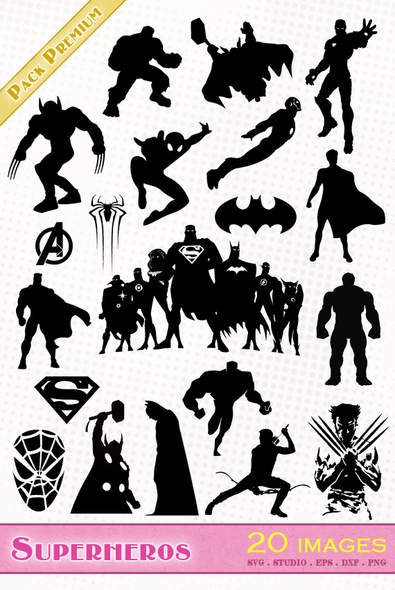 superhéros marvel avengers svg png silhouette studio eps dxf