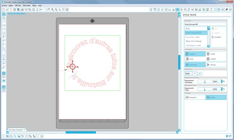 tutoriel tuto silhouette studio écrire texte arrondi cercle