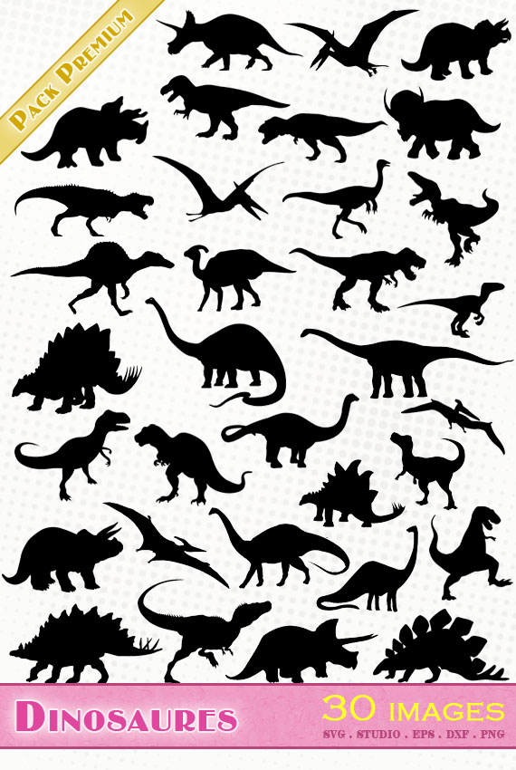 dinosaures dinosaurier dinosaurs Tyrannosaure Brachiosaure Brontosaure Triceratops Ptérodactyle Vélociraptor t-rex svg studio png eps dxf clipart silhouette cutting file