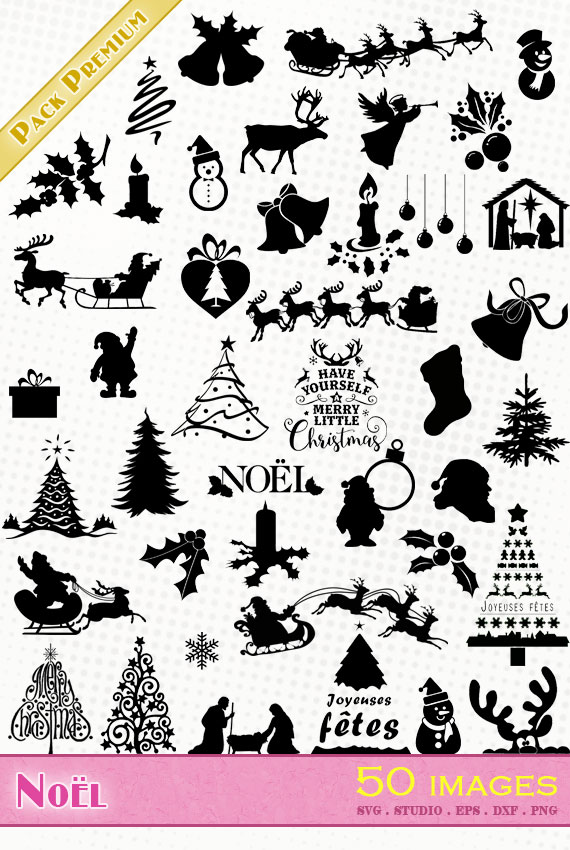 noël christmas navidad svg eps dxf png silhouette studio cameo portrait cricut santa claus nativity sapin décoration houx