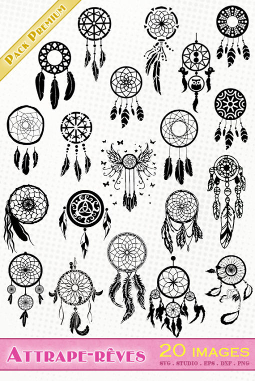 attrape rêve dreamcatcher svg eps dxf png silhouette fichier vectoriel vector file cameo cricut