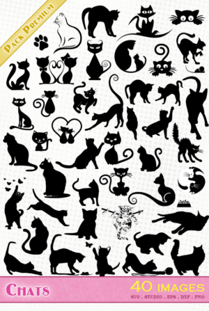 Chats – 40 images svg/studio/png/dxf/eps