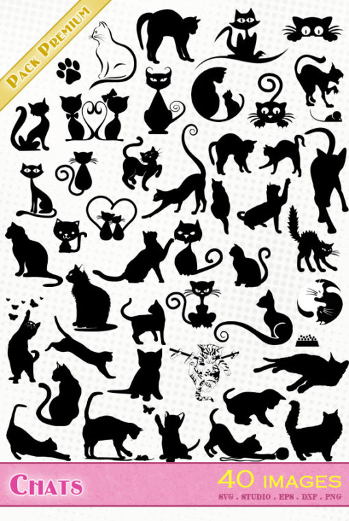 chat chats chaton svg eps dxf png silhouette studio cameo cats cutting file cricut scanncut
