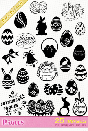 Pâques – 25 images svg/studio/png/dxf/eps