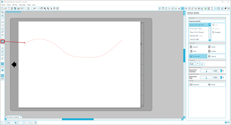 tuto silhouette studio cameo portrait curio écrire texte forme vague tutoriel tutorial write text wave