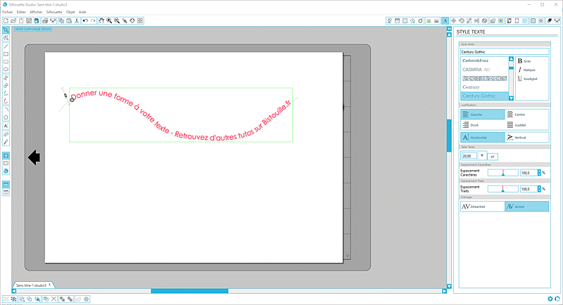 tuto silhouette studio cameo portrait curio écrire texte forme vague tutoriel tutorial write text wave