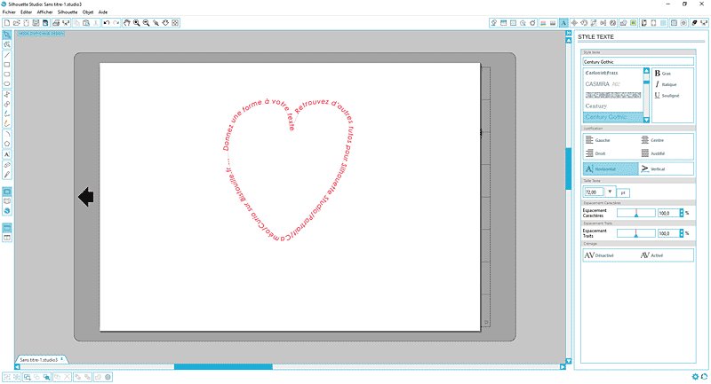 tuto silhouette studio cameo portrait curio écrire texte forme coeur tutoriel tutorial write text heart