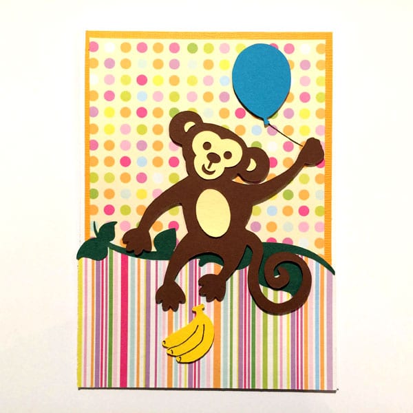 carte anniversaire singe accrobranche birthday card monkey banana banane