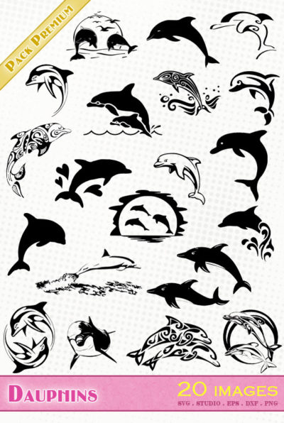 dauphin dolphin delphin delfin delfino silhouette svg eps dxf studio cameo portrait cricut scanncut vector file die cutting