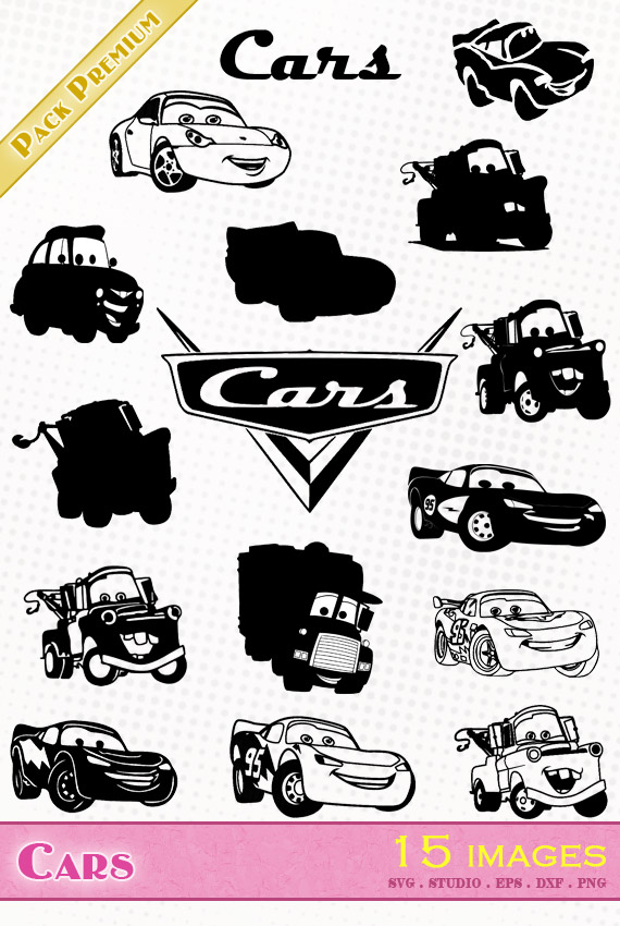 cars flash mcqueen lightning disney pixar svg silhouette studio eps dxf cutting files