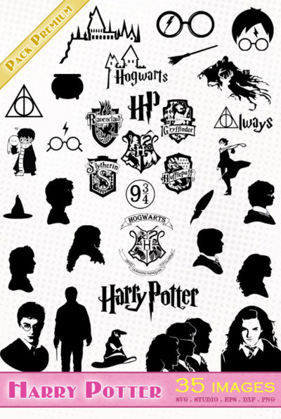 harry potter svg vector cutting files ron hermione poudlard hogwarts stickers silhouette cameo eps dxf scanncut