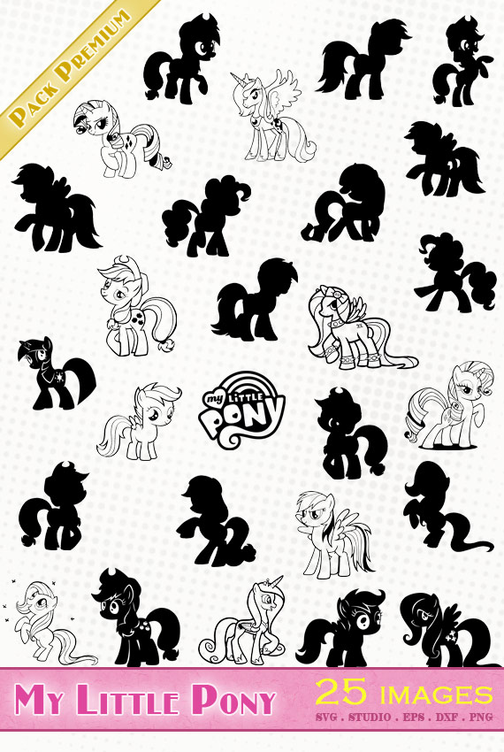 My Little Pony svg files eps dxf silhouette studio die cutting fichiers cameo portrait Twilight Sparkle Fluttershy Pinkie Pie Rarity,