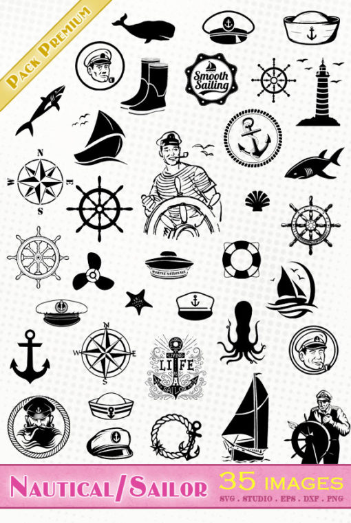 sailor boat nautical svg files die cutting vector silhouette clipart eps dxf png sst