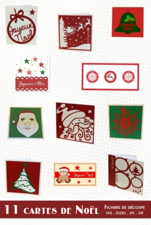 11 cartes de Noël – svg/studio/dxf/eps