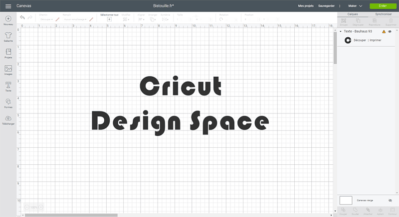 cricut design space français