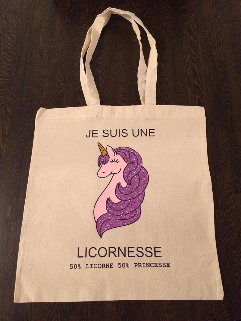 tote bag flex plusieurs couleurs diy licorne licornesse