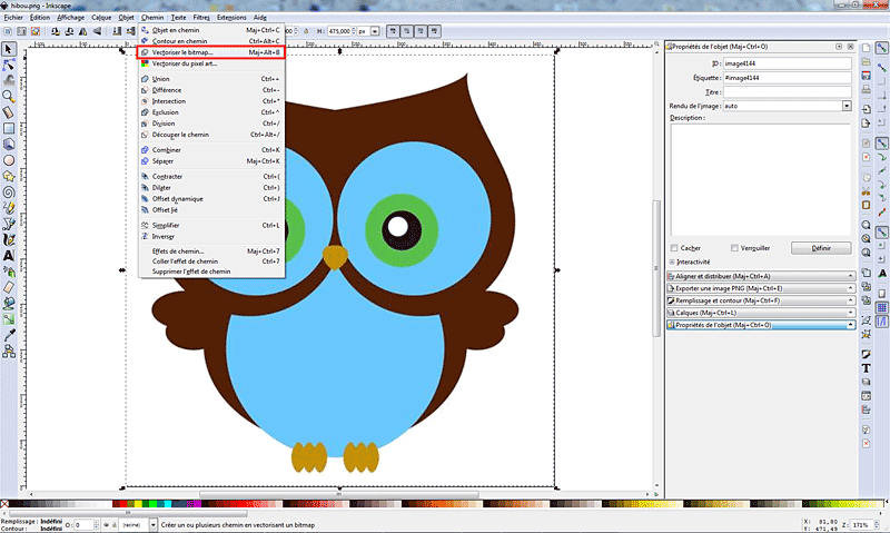 vectoriser image inkscape séparer couleurs tranches calques