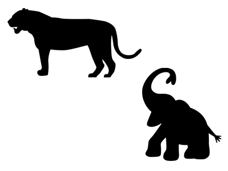 animaux jungle animals free svg files fichier gratuit silhouette elephant lion tigre tiger