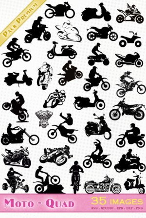 Motos, Quads, Scooters – 35 images svg/studio/png/dxf/eps