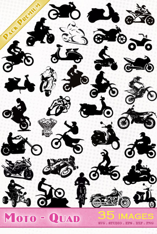 moto svg scooter quad silhouette studio fichier vector file eps dxf harley davidson sidecar enduro