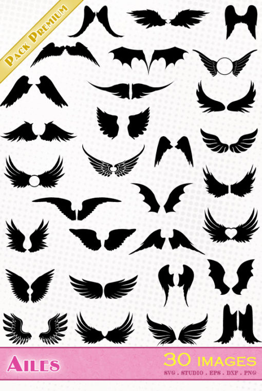 ailes ange chauve-souris svg scrapbooking silhouette studio dxf eps cameo portrait cricut scanncut