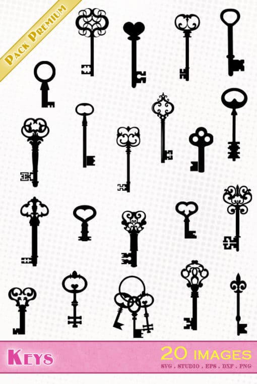 key old keys vector file svg silhouette studio dxf eps png Schlüssel llave chiave cricut scanncut cameo portrait