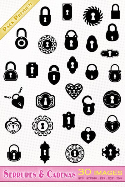 serrure cadenas svg silhouette studio cameo portrait curio cricut scanncut dxf eps vector file fichier