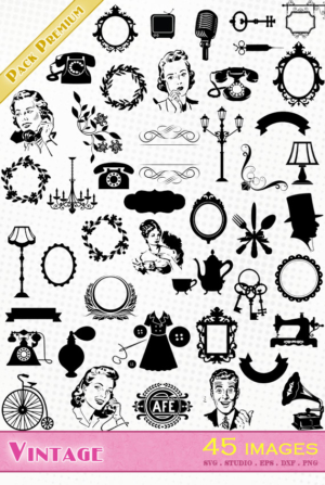 Vintage – 45 images svg/studio/png/dxf/eps
