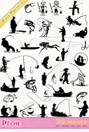 Pêche – 35 images svg/studio/png/dxf/eps
