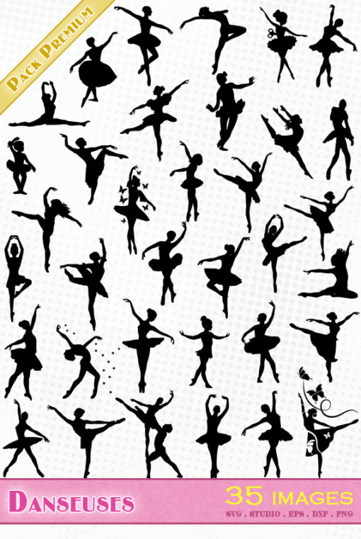 danseuse ballerine danse classique moderne enfant svg eps dxf silhouette studio png