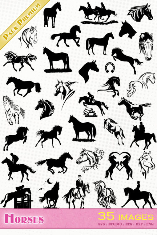 horse horses svg silhouette studio eps dxf file riding