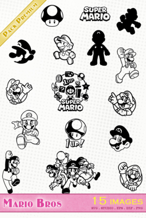 Super Mario Bros – 15 images svg/studio/png/dxf/eps