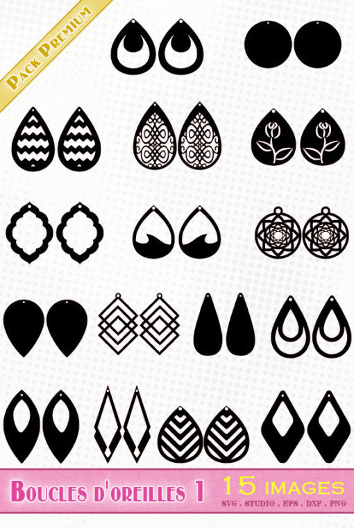 boucles d'oreilles fichiers svg eps dxf silhouette studio png