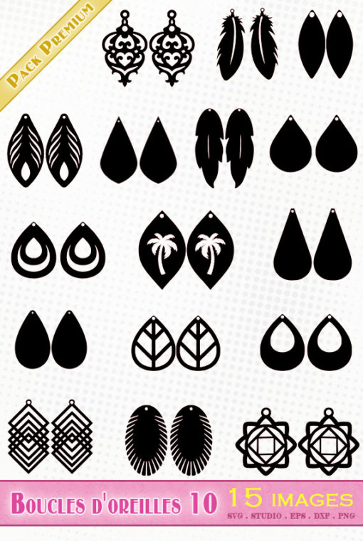 boucles d'oreilles fichiers svg eps dxf silhouette studio png