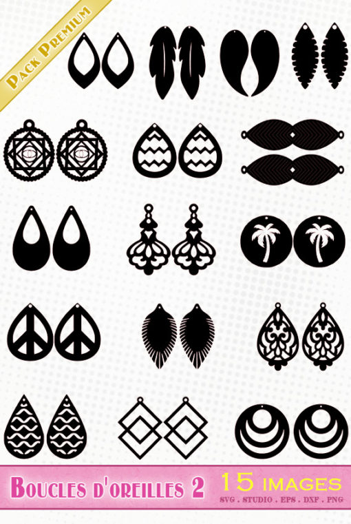 boucles d'oreilles fichiers svg eps dxf silhouette studio png