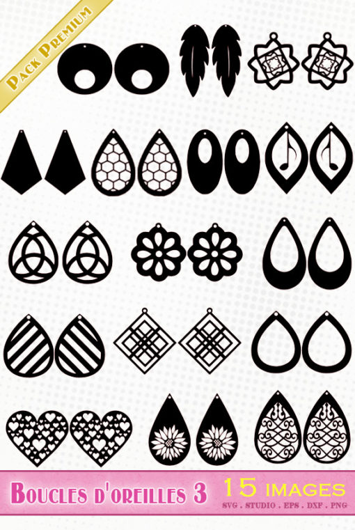 boucles d'oreilles fichiers svg eps dxf silhouette studio png