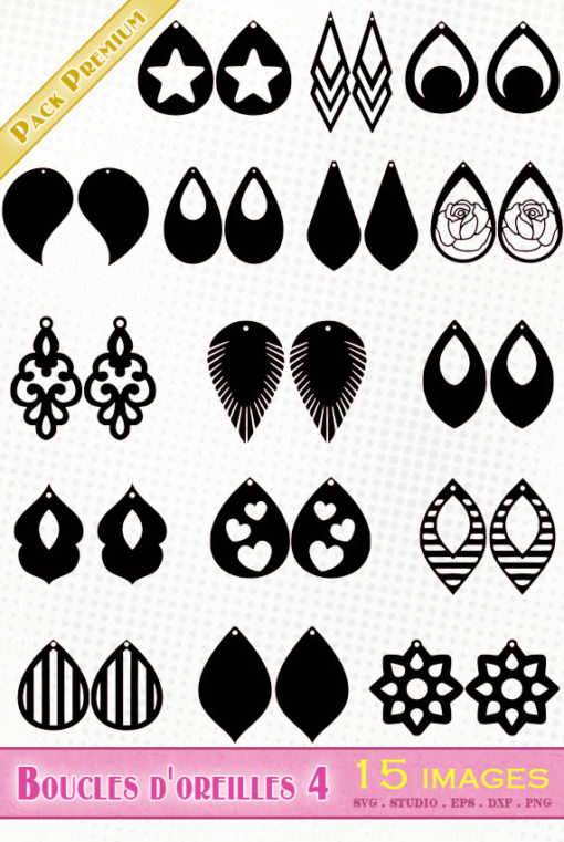 boucles d'oreilles fichiers svg eps dxf silhouette studio png