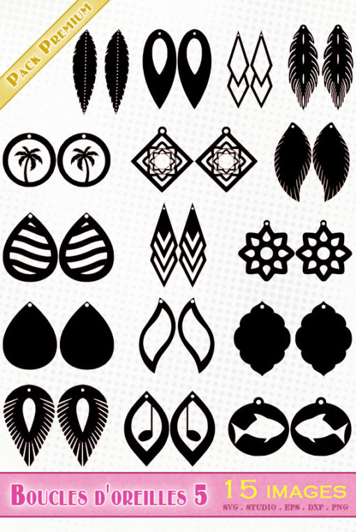 boucles d'oreilles fichiers svg eps dxf silhouette studio png