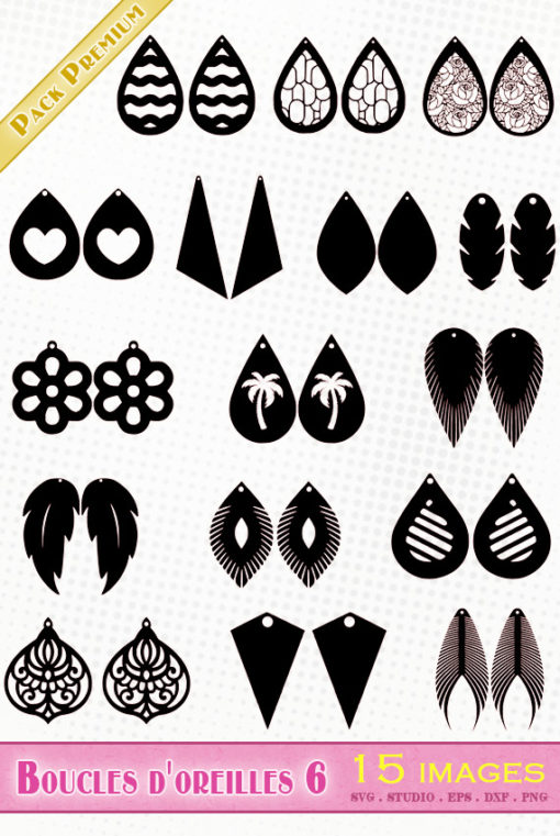 boucles d'oreilles fichiers svg eps dxf silhouette studio png