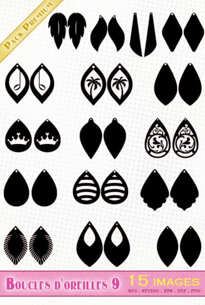 boucles d'oreilles fichiers svg eps dxf silhouette studio png