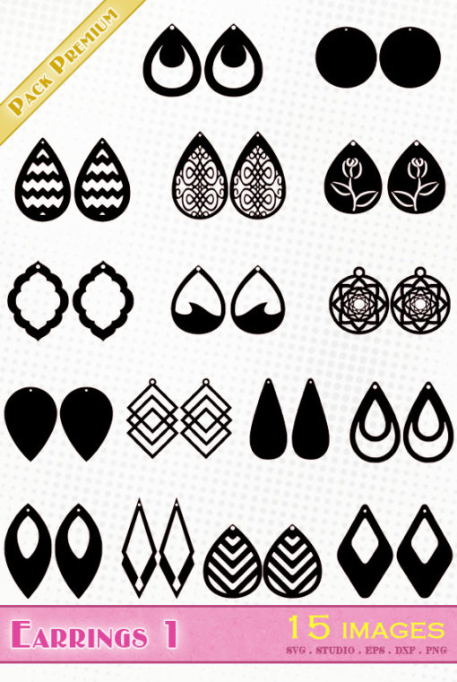 earrings svg file eps dxf silhouette studio png jewel diy