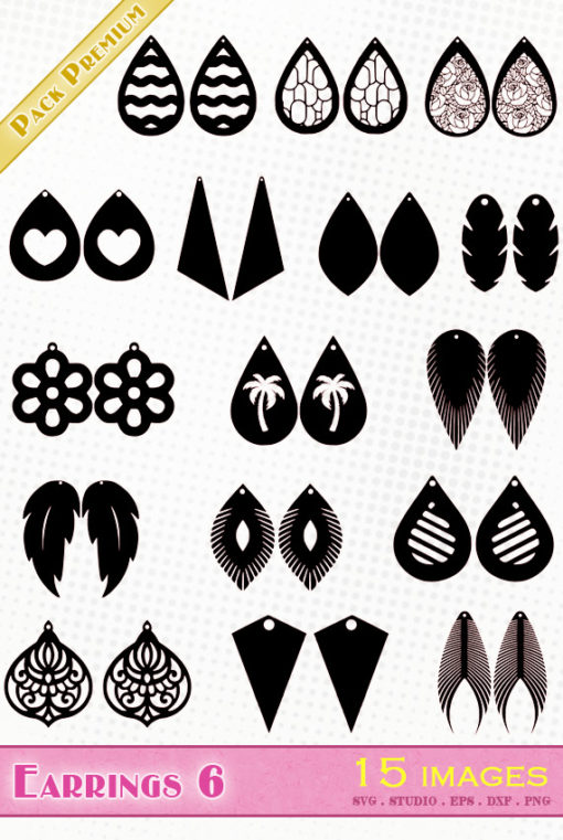 earrings svg file eps dxf silhouette studio png jewel diy