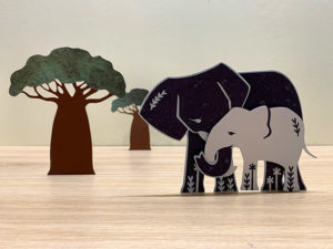 éléphant éléphanteau baobab