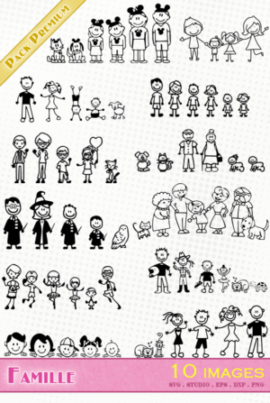 Famille – 10 images svg/studio/png/dxf/eps